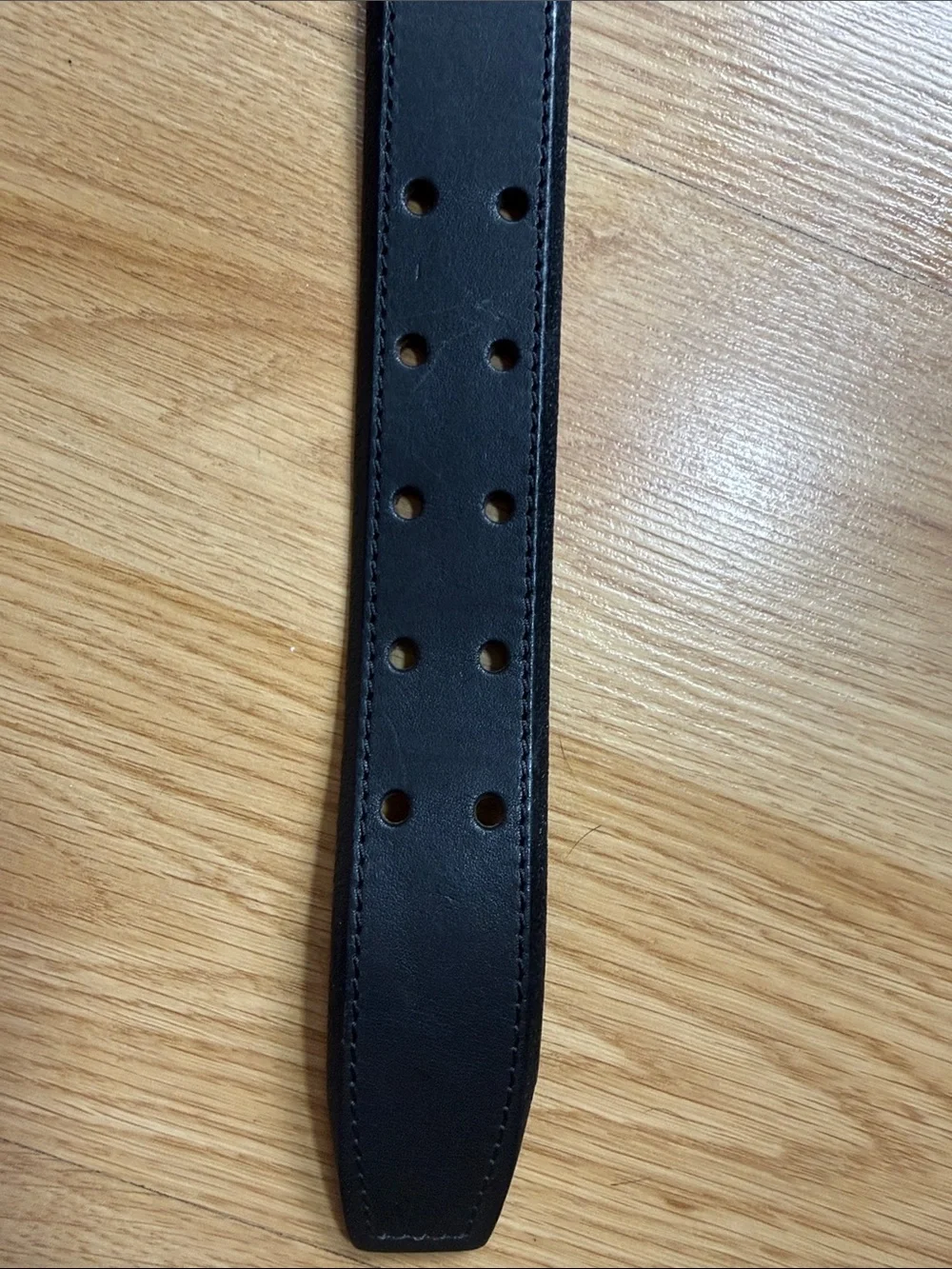 Vintage Fossil Black Leather Belt with Brushed Silver Buckle size Small